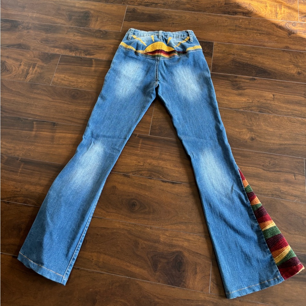 Sunrise embroidered bell bottom jeans